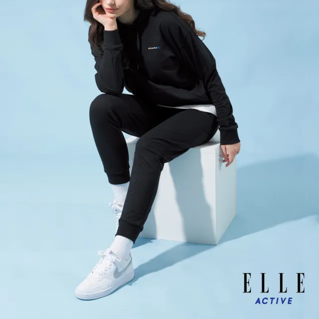 【ELLE ACTIVE】女款 乾爽舒適束口運動褲-黑色(EA24S2W3403#99)