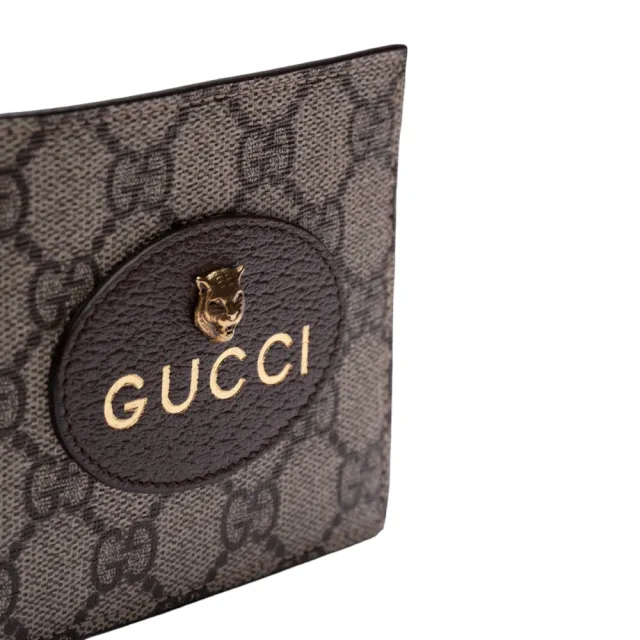 【GUCCI 古馳】Neo GG Supreme 虎頭 帆布 皮革 皮夾 卡夾 短夾 米色 烏木色 黃色 473954