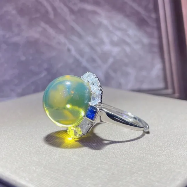 【勝弘珠寶】多明尼加藍珀微風典雅戒指-15mm