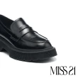 【MISS 21】個性未來純色全真皮便仕樂福厚底鞋(黑)