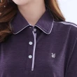 【遊遍天下】女款格紋抗UV短袖機能POLO衫 暗紫(M-2L)