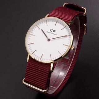 【Daniel Wellington】Daniel Wellington帆布風格時尚腕錶白面+帆布紅-40mm-DW00100271