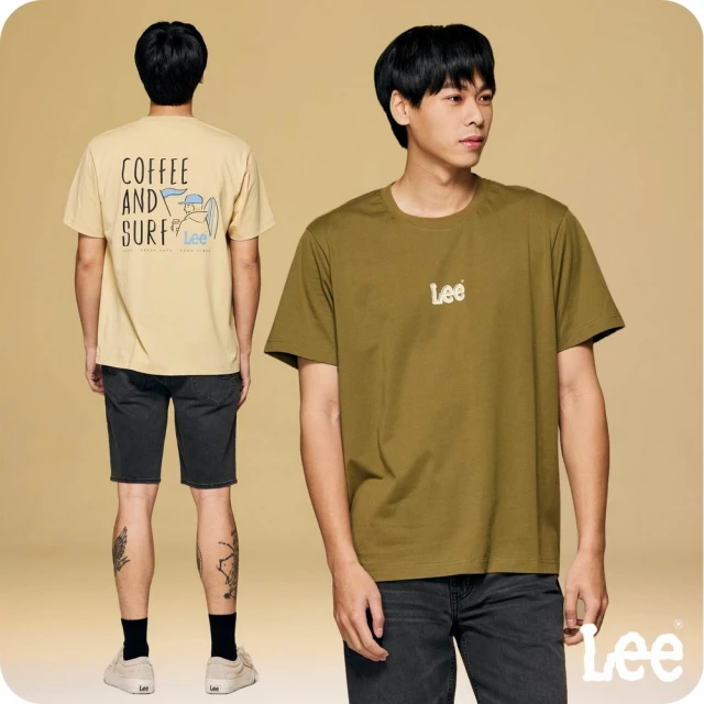 Lee 官方旗艦 男裝 短袖T恤 / COFFEE AND SURF 共2色 舒適版型(LB402020170 / LB402020184)
