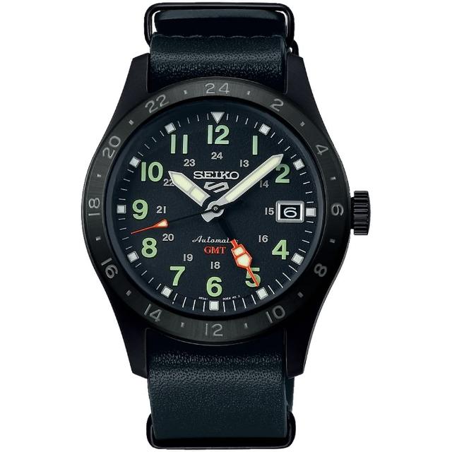 【SEIKO 精工】5 Sports Field GMT機械錶39.4MM 黑(SSK025K1／4R34-00C0C)