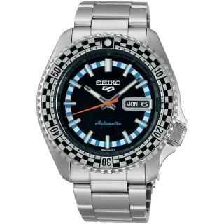 【SEIKO 精工】5 Sports 精工 SKX 復刻機械錶 42.5M 黑白旗(4R36-15K0D/SRPK67K1)