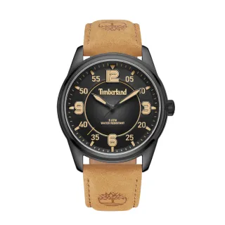 【Timberland】男錶EASTPORT系列 紐約街頭數字腕錶 皮帶-黑色/小麥色45mm(TDWGA0040903)