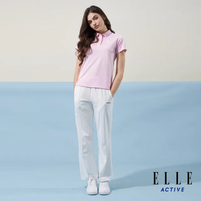 【ELLE ACTIVE】女款 休閒拼接短袖POLO衫-粉色(EA24M2W1103#72)