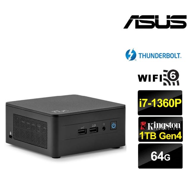 【ASUS 華碩】NUC i7十二核{朧月悍將A} 迷你電腦(i7-1360P/64G/1TB M.2)