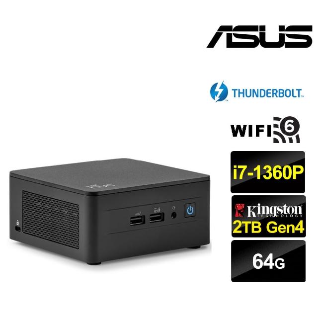 【ASUS 華碩】NUC i7十二核{朧月悍將B} 迷你電腦(i7-1360P/64G/2TB M.2)