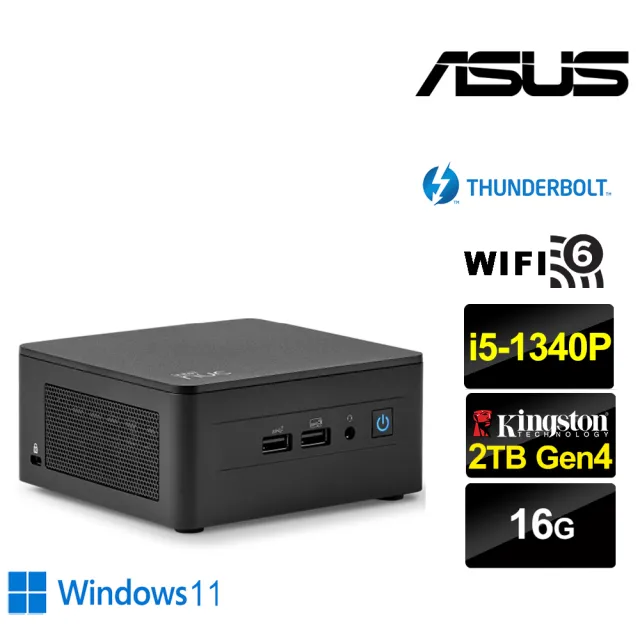 【ASUS 華碩】NUC i5十二核{朧月鐵衛BW} Win11迷你電腦(i5-1340P/16G/2TB M.2)