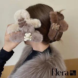 【HERA 赫拉】可愛毛絨鑲鑽小熊鯊魚夾/髮夾-3色 H110120327(小熊鯊魚夾/髮夾)