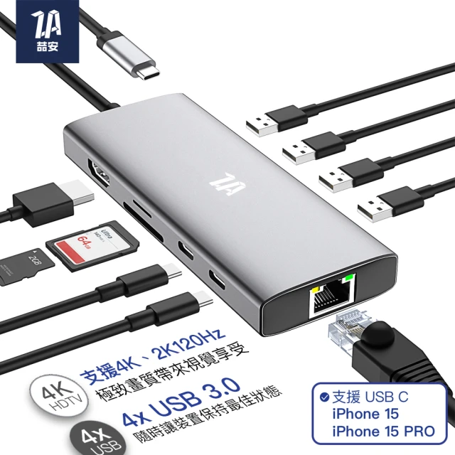 【ZA喆安電競】10合1 Type C Hub多功能擴充USB轉接器(M1/M2 MacBook/平板 Type-C Hub電腦周邊)