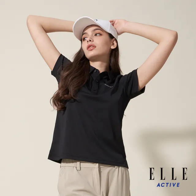 【ELLE ACTIVE】女款 法式經典短袖POLO衫-黑色(EA24M2W1101#99)