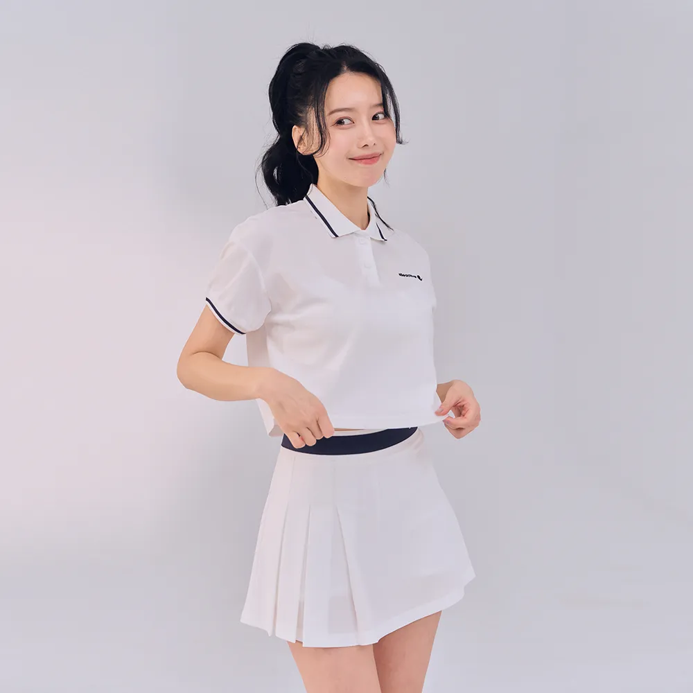 【ELLE ACTIVE】女款 短版寬鬆短袖POLO衫-白色(EA24M2W1105#90)