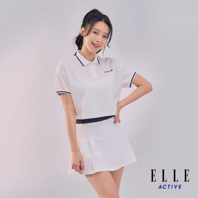 【ELLE ACTIVE】女款 短版寬鬆短袖POLO衫-白色(EA24M2W1105#90)