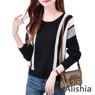 【Alishia】經典輕薄撞色條紋寬鬆時尚生活上衣 S-XL(現+預 白 / 黑)