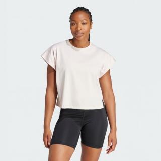 【adidas 愛迪達】上衣 女款 短袖上衣 運動 STUDIO T-SHIRT 粉 IS2979