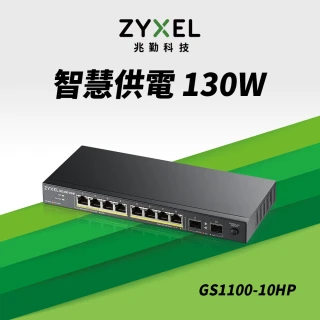 【ZyXEL 合勤】GS1100-10HP 8埠GbE企業級區域網路交換器