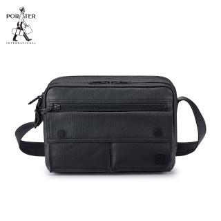 【PORTER INTERNATIONAL】輕霧復古ASHER雙層斜揹包-S(黑)