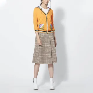 【iROO】經典格紋百摺及膝復古中長裙