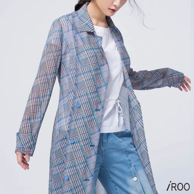 iROO 經典格紋流行時尚長袖外套