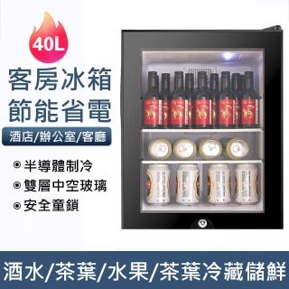 【Laptinc 拉普蒂尼】40L冷藏冰箱 透明玻璃門帶鎖(冷藏櫃/保鮮櫃/紅酒櫃/冰箱/冷凍櫃)