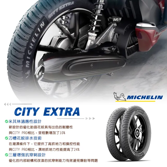【Michelin 米其林】City Extra 城市高速胎 10吋(90/90-10 50P)
