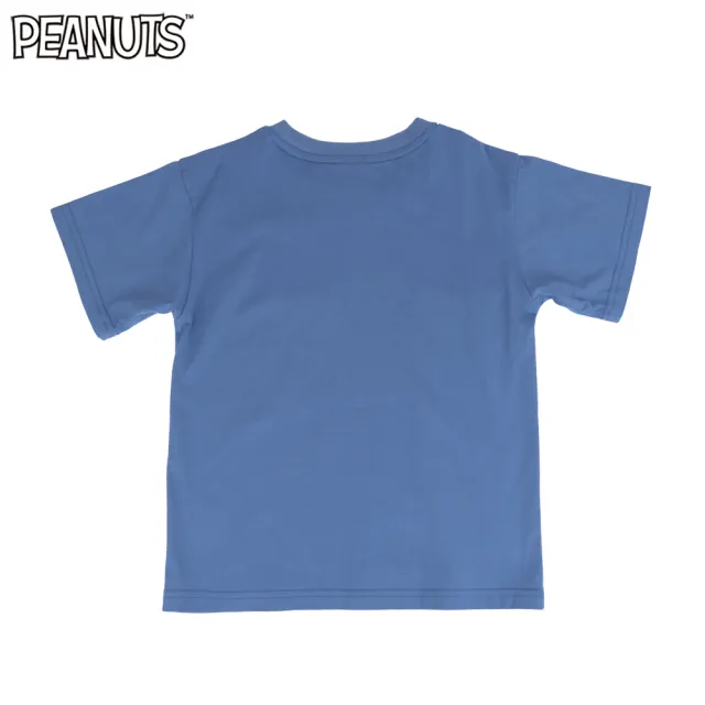 【SNOOPY 史努比】史努比大微笑兒童圓領短T(藍色/麻白色)