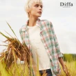【Diffa】歐風質感綠格長版上衣-女