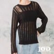 【IGD 英格麗】速達-網路獨賣款-長版洞洞針織上衣(黑色)