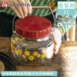 【ADERIA】日本製昭和系列復古花朵梅酒瓶1L-橘菊款(醃漬 梅酒 玻璃)