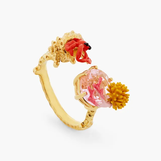 【Les Nereides】輝煌海域-寄居蟹與粉色水晶戒指