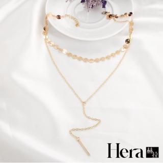 【HERA 赫拉】ll現貨ll歐美風簡約金屬感分層流蘇項鍊-2色(飾品)