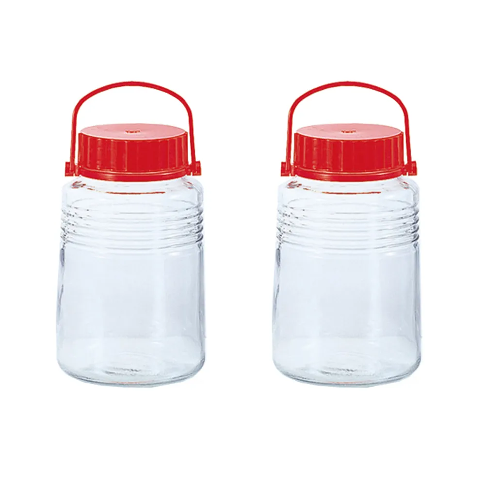 【ADERIA】日本進口手提式梅酒醃漬玻璃瓶3L-買一送一(醃漬 梅酒罐 玻璃)
