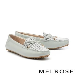 【MELROSE】美樂斯 日常美學蝴蝶結全真皮樂福平底鞋(灰)