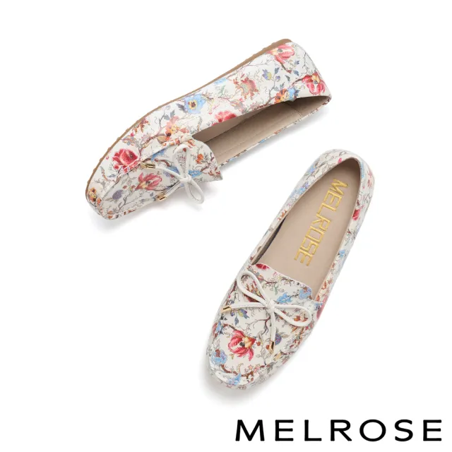 【MELROSE】美樂斯 日常美學蝴蝶結全真皮樂福平底鞋(紅)