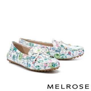 【MELROSE】美樂斯 日常美學蝴蝶結全真皮樂福平底鞋(綠)