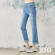 【IGD 英格麗】速達-網路獨賣款-水洗雪花刷破牛仔褲(藍色)