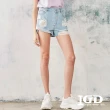 【IGD 英格麗】速達-網路獨賣款-個性刷破牛仔短褲(藍色)