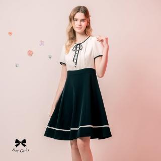 【Iris Girls 艾莉詩】經典撞色氣質洋裝-2色(41606)