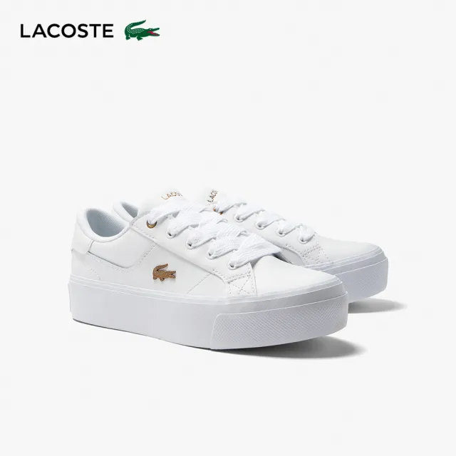 【LACOSTE】女鞋-Ziane厚底皮革運動鞋(白色)