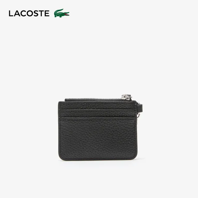 【LACOSTE】配件-掛鉤皮革卡片套零錢包(黑色)