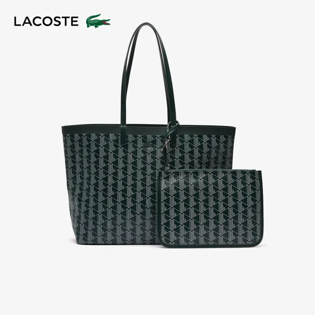 【LACOSTE】包款-印花塗層帆布中型包(深綠色)