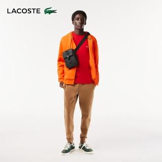 【LACOSTE】母親節禮物 包款-前釦環方形側揹包(黑色)