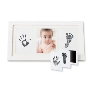 【OhBabyLively】寶寶手足印紀念相框-2印面款(相框/成長紀錄/生日禮物/彌月禮/成長相框/手印/腳印)