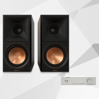 【Klipsch】兩聲道音響組合 RP-600M II被動式書架型喇叭-黑檀+FIESTA擴大機-100W(卡拉OK、喇叭)