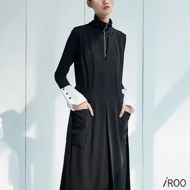 iROOiROO 小Ｖ領綁帶設計無袖洋裝