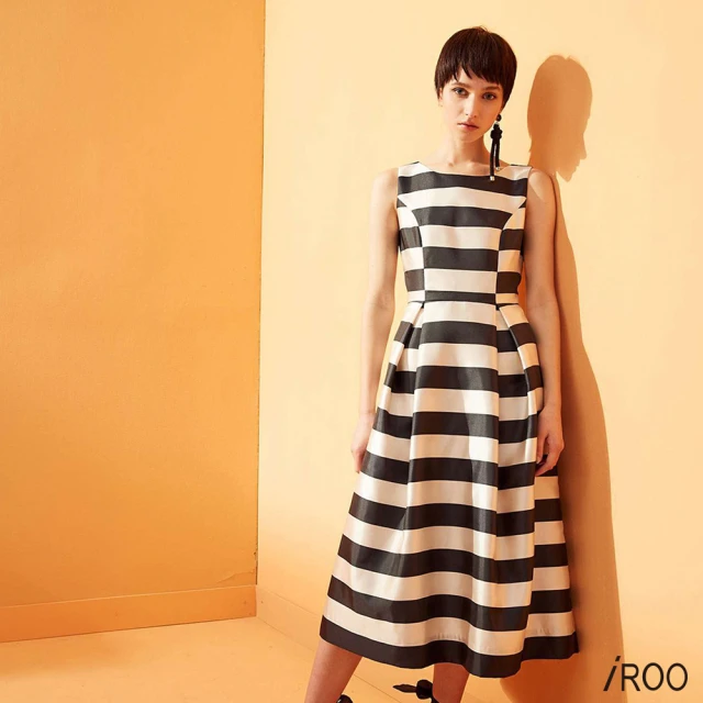 iROO 寬條紋經典時尚洋裝