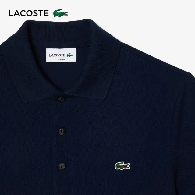 【LACOSTE】男裝-經典修身短袖Polo衫(深藍色)