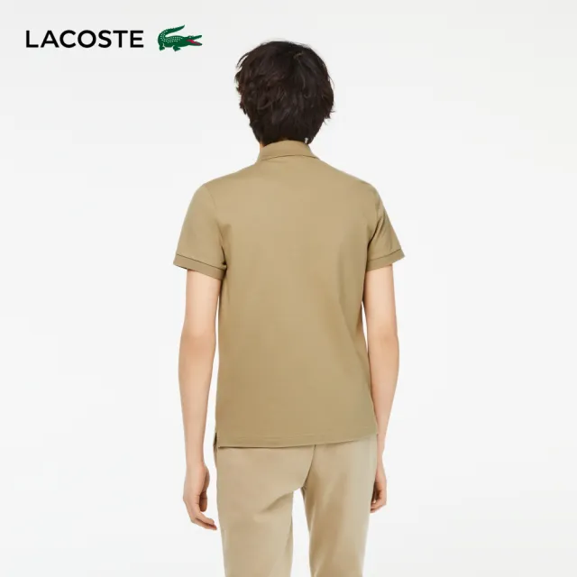 【LACOSTE】男裝-經典修身短袖Polo衫(卡其色)